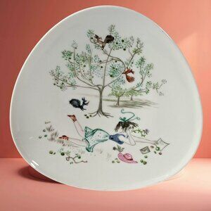 Rosenthal Bele Bachem triangular porcelain plate girl tree Kunstabeilung Selb
